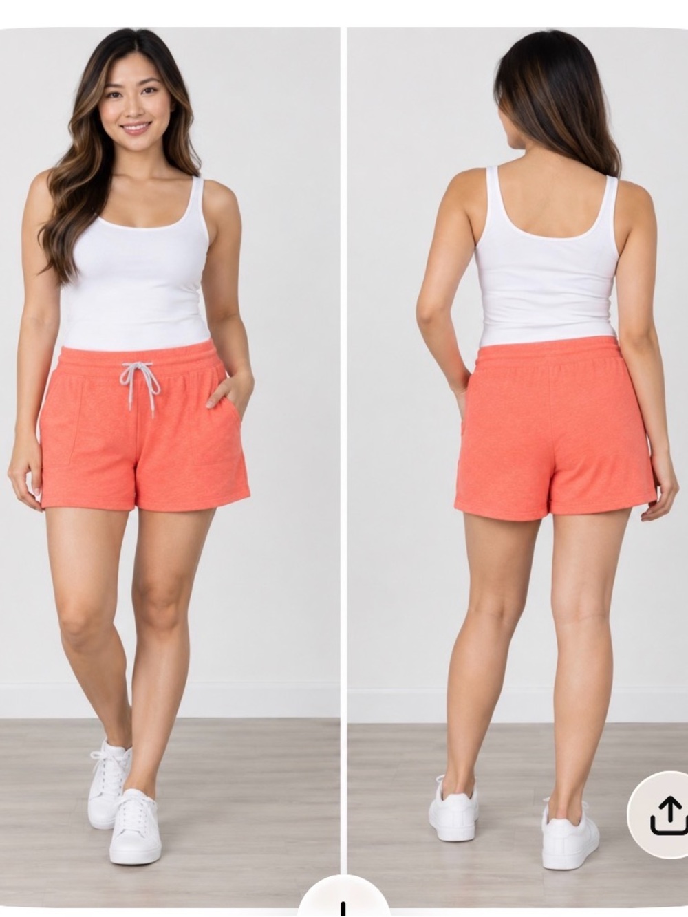 Coral Drawstring Athletic Shorts for Women
